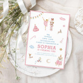くるみクラッカーとバレリーナクリスマスピンク誕生日 招待状