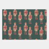 くるみクラッカーと弓、ミュートされたクリスマスヴィンテージの雰囲気 ラッピングペーパーシート (正面)