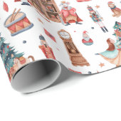 くるみクラッカーと木のクリスマスパターン ラッピングペーパー (ロールコーナー)