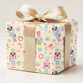 くるみクラッカーイエローピンクブルークリスマス ラッピングペーパー