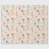 くるみクラッカーイエローピンクブルークリスマス ラッピングペーパー (フラット)