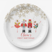 くるみクラッカーウィンターバレエ金ゴールドスノーフレーク誕生日 ペーパープレート (正面)