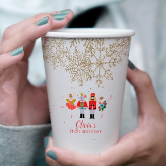 くるみクラッカーウィンターバレエ金ゴールドスノーフレーク誕生日 紙コップ