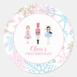 くるみクラッカーウィンターバレエ雪片誕生日 ラウンドシール