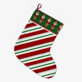 くるみクラッカーオンキャンディストライプクリスマスストッキング ラージクリスマスストッキング (正面 (吊り時))