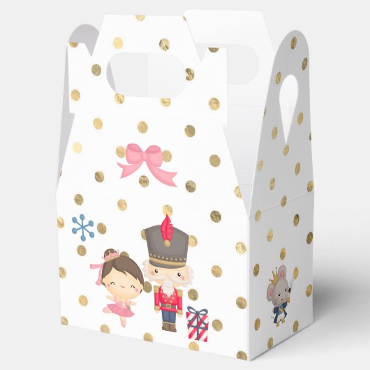 くるみクラッカーオンホワイトと金ゴールド水玉模様 フェイバーボックス (オープン)