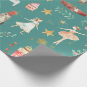 くるみクラッカークリスマスホリデーグリーン ラッピングペーパー (角)