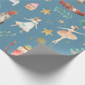 くるみクラッカークリスマスホリデーブルー ラッピングペーパー (角)