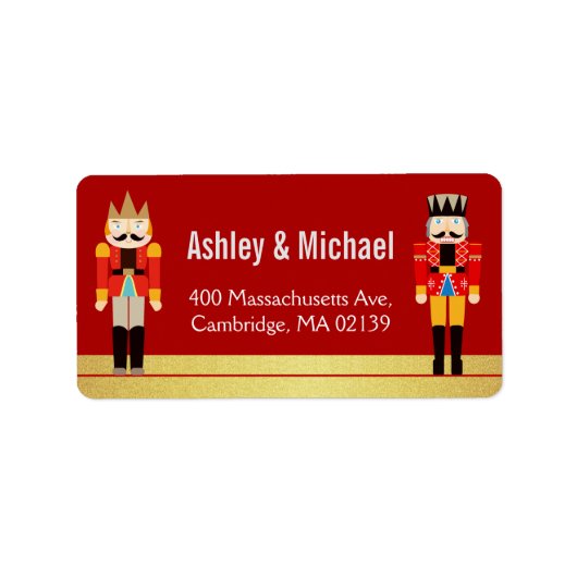 くるみクラッカークリスマスホリデーレッド金ゴールドグリッター ラベル (正面)