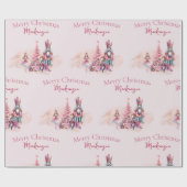 くるみクラッカークリスマス名前をカスタムするオンソフトピンク ラッピングペーパー (フラット)