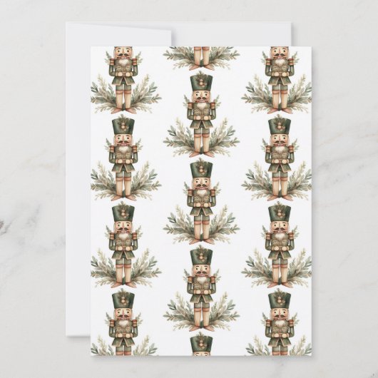 くるみクラッカーグリーン金ゴールドクリスマスホリデーパーティー 招待状 (裏面)