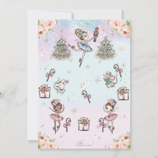 くるみクラッカーシュガープラムフェアリーのクリスマス誕生日 招待状 (裏面)