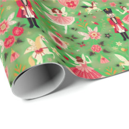 くるみクラッカースイートシュガープラムフェアリー飛んでいるウズ ラッピングペーパー