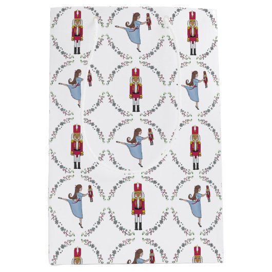 くるみクラッカースイートバレエクラシッククリスマス ミディアムペーパーバッグ (正面)