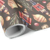 くるみクラッカースプルース枝クリスマスツリーの水色 ラッピングペーパー (ロールコーナー)