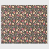 くるみクラッカースプルース枝クリスマスツリーの水色 ラッピングペーパー (フラット)