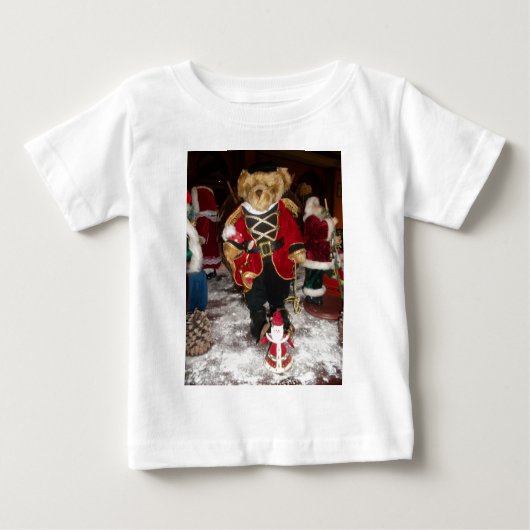 くるみクラッカーテディベアのクリスマス ベビーTシャツ (正面)