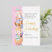 くるみクラッカーハッピーホリデーズフォトフォイルホリデーカード 箔シーズンカード (立ち正面)