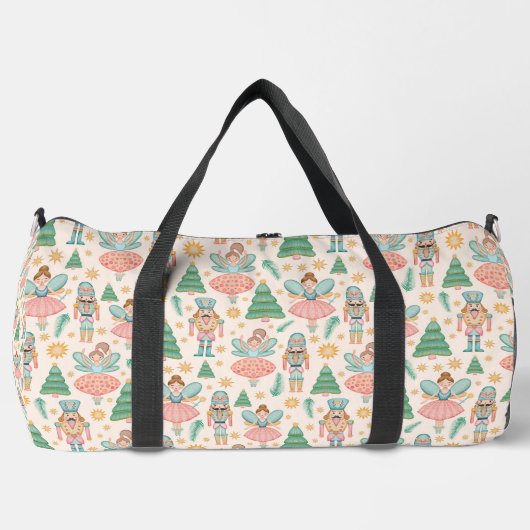 くるみクラッカーバレエとクリームの背景の妖精 ダッフルバッグ (正面)