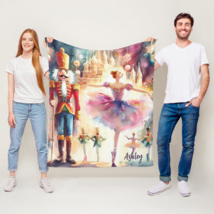 くるみクラッカーバレエクリスマスバレリーナ名前をカスタムする フリースブランケット