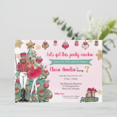 くるみクラッカーバレエクリスマスレッド金ゴールド誕生日 招待状 (スタンド正面)