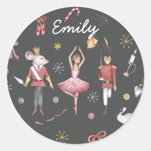 くるみクラッカーバレエバレリーナクリスマス誕生日 ラウンドシール (正面)