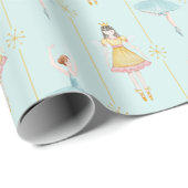 くるみクラッカーバレエバレリーナブルーヴィンテージクリスマス ラッピングペーパー (ロールコーナー)