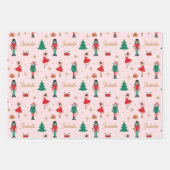くるみクラッカーバレエピンク名前をカスタムするクリスマス ラッピングペーパーシート (正面2)