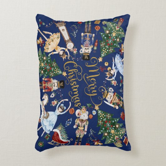 くるみクラッカーバレエヴィンテージメリークリスマスプレゼント アクセントクッション (正面(垂直))