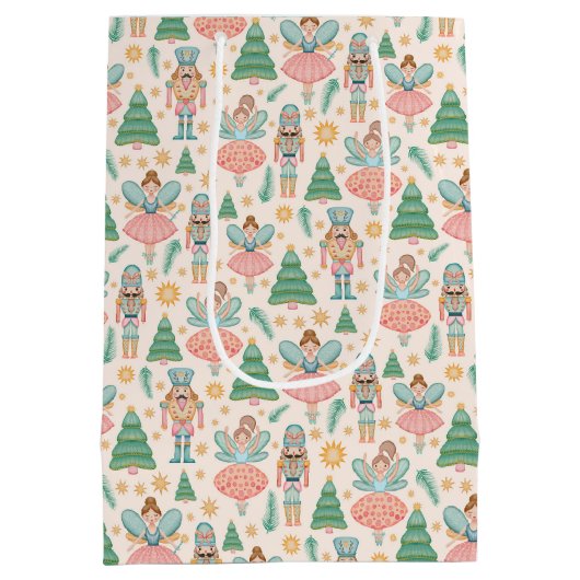 くるみクラッカーバレエ休暇パターン ミディアムペーパーバッグ (裏面)