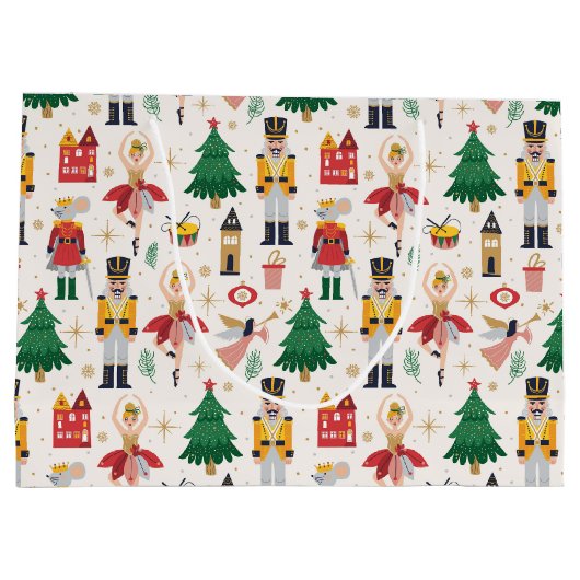 くるみクラッカーバレエ休暇パターン ラージペーパーバッグ (裏面)