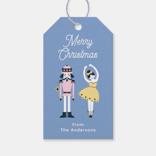 くるみクラッカーバレエ名前をカスタムするクリスマス ギフトタグ (正面)