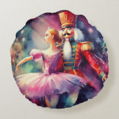 くるみクラッカーバレエ水彩クリスマスバレリーナ ラウンドクッション (裏面)