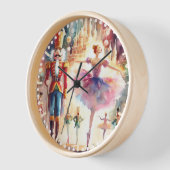 くるみクラッカーバレエ水彩クリスマスバレリーナ 壁時計 (傾斜)