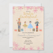 くるみクラッカーバレエ誕生日ウィンターピンク 招待状 (正面)