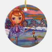 くるみクラッカーバレエ黒猫キャンディカンかわいい セラミックオーナメント (裏面)