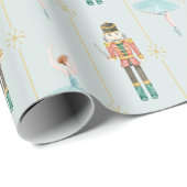 くるみクラッカーバレリナブルーヴィンテージクリスマス ラッピングペーパー (ロールコーナー)