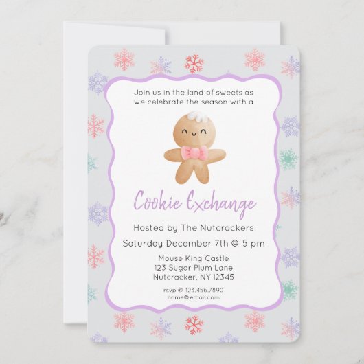 くるみクラッカーパステルクリスマスクッキー交換 招待状 (正面)