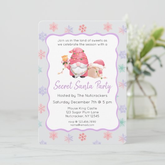 くるみクラッカーパステルクリスマスシークレットサンタパーティー 招待状 (スタンド正面)