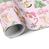 くるみクラッカーパステルピンクヴィンテージスケッチクリスマス ラッピングペーパー (ロールコーナー)