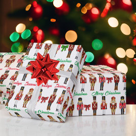 くるみクラッカーパーソナライズ名カスタム文字クリスマス ラッピングペーパー