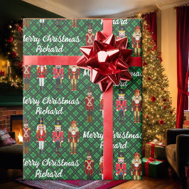 くるみクラッカーパーソナライズ名カスタム文字クリスマス ラッピングペーパー