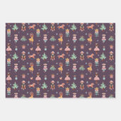 くるみクラッカーパープルピンクブルーラッピング紙 ラッピングペーパーシート (正面)