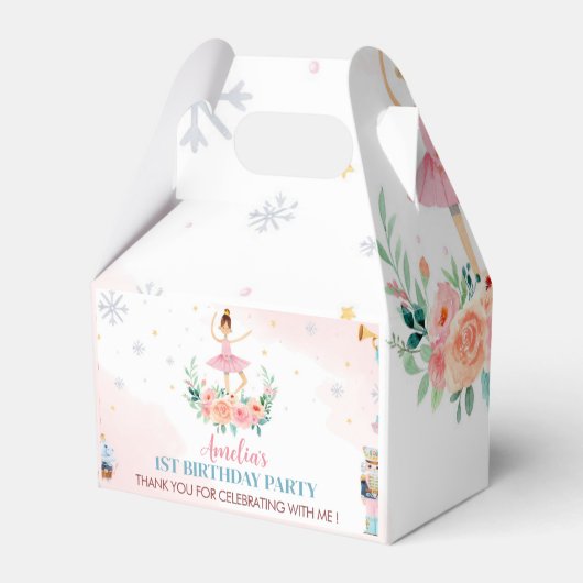 くるみクラッカーピンクの誕生日パーティーの好意ボックス フェイバーボックス (裏面サイド)