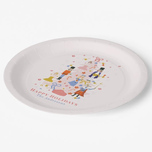 くるみクラッカーピンククリスマスツリーホリデイ紙プレート ペーパープレート (アングル)