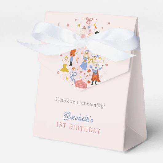 くるみクラッカーピンククリスマスツリーホリデイ誕生日 フェイバーボックス (正面サイド)