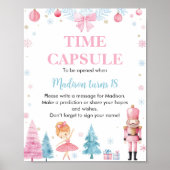 くるみクラッカーピンクバレエ誕生日タイムカプセルサイン ポスター (正面)