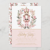 くるみクラッカーピンクリースクリスマスホリデーパーティー 招待状 (正面/裏面)