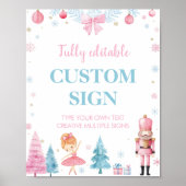 くるみクラッカーピンク妖精の誕生日パーティーカスタムのサイン ポスター (正面)