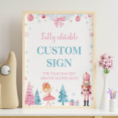 くるみクラッカーピンク妖精の誕生日パーティーカスタムのサイン ポスター